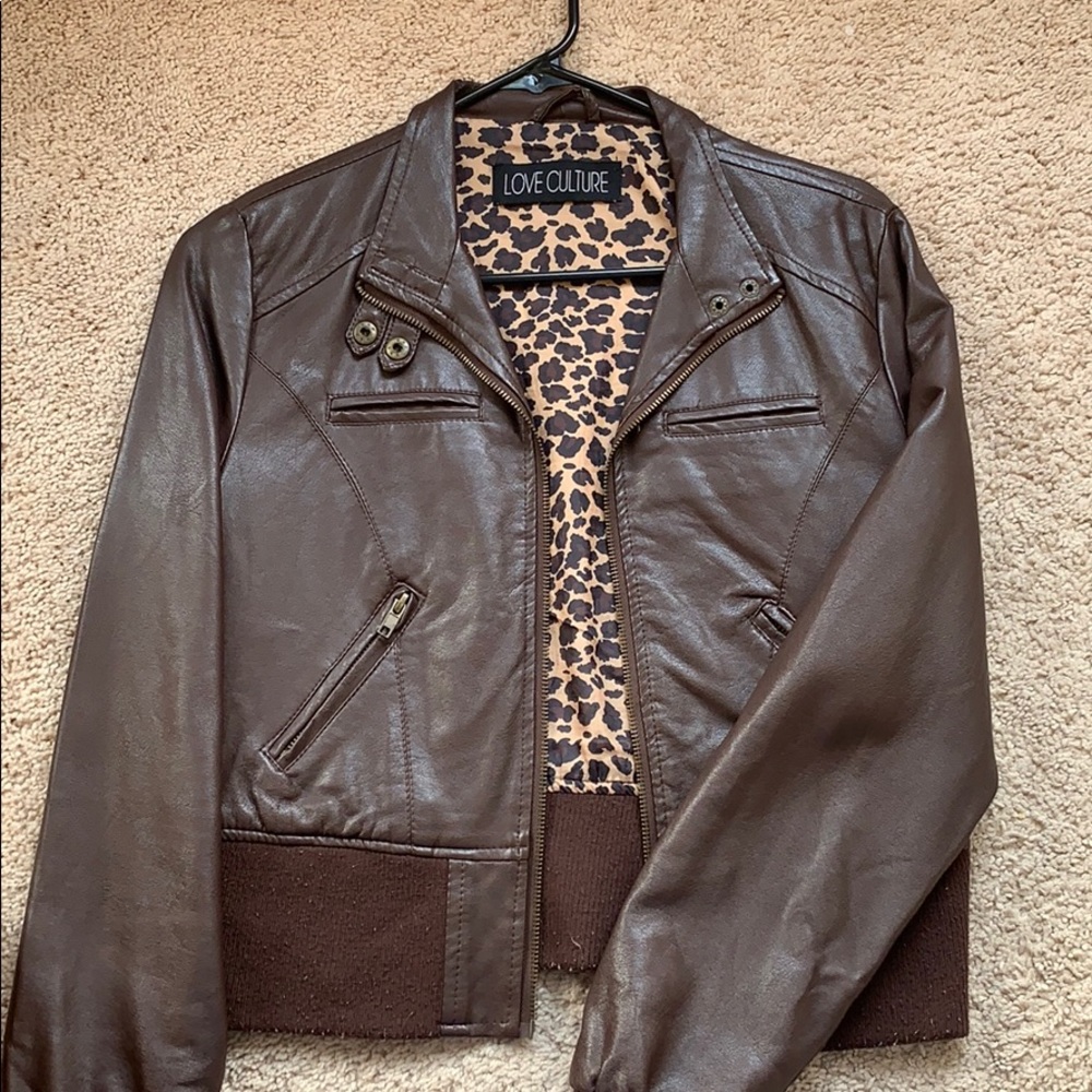 Brown faux leather jacket!